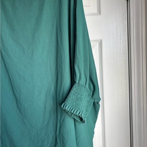 ODDY Teal Blouse with Ruched Sleeves - Picture 2 of 3